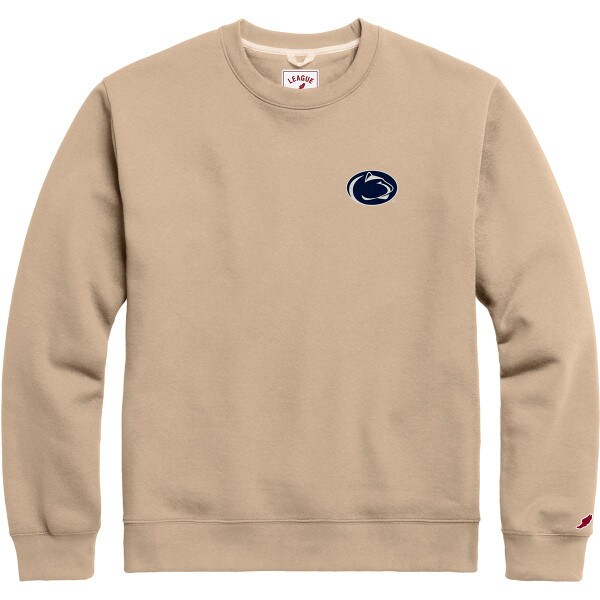 beige belle crew neck sweatshirt with Penn State Athletic Logo on left chest